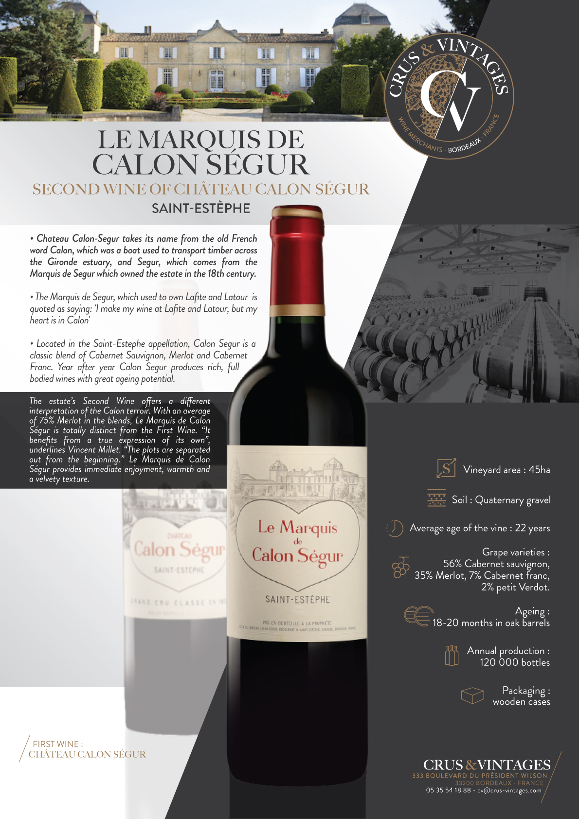 Acheter Château Calon Ségur 3ème Grand Cru Classé 2018 (lot: 8724